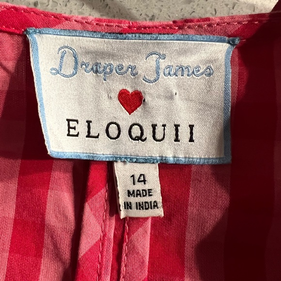 Draper James Eloquii red and pink checkered wrap top with tie waist - Picture 5 of 5